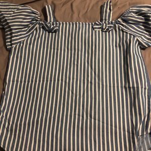 BLUE & WHITE OFF THE SHOULDER TOP